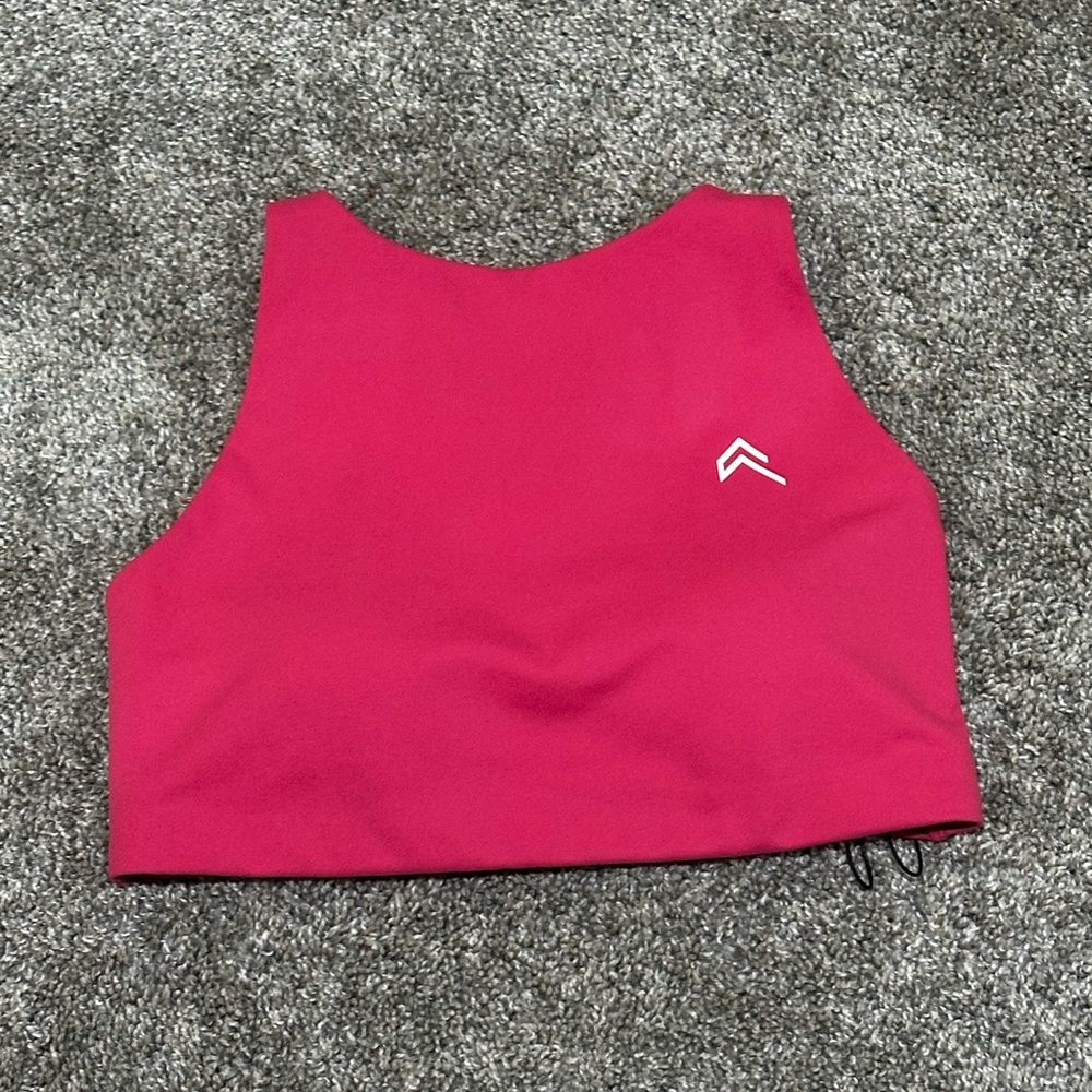 Velvet pink high neck sports bra
